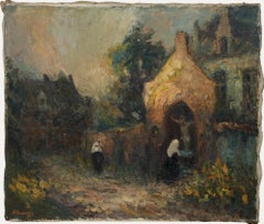 Robert Moens (1908-1977) - Mid 20th Century Oil, Nuns at the Shrine