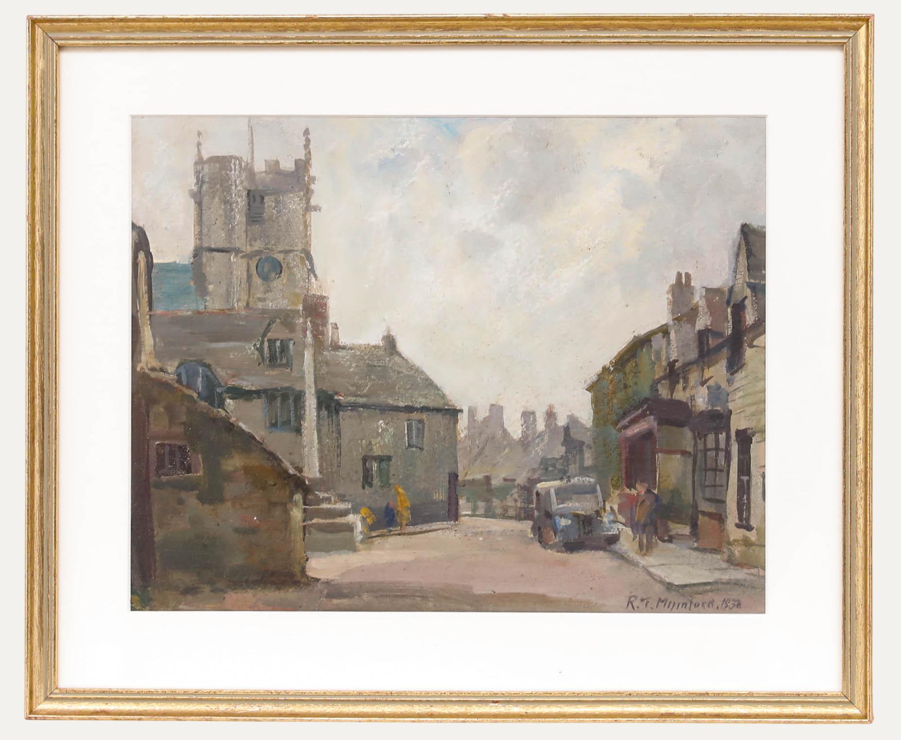 Unknown Landscape Painting - Robert T. Mumford (1895-1939) - 1938 Oil, Northern Street Scene