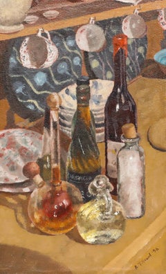 Robert Tilleard (b.1949) - 1996 Oil, Still Life with Bottles and Decanters