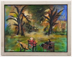 Robert Veronek - Framed Contemporary Oil, Relaxing by the Beech Trees