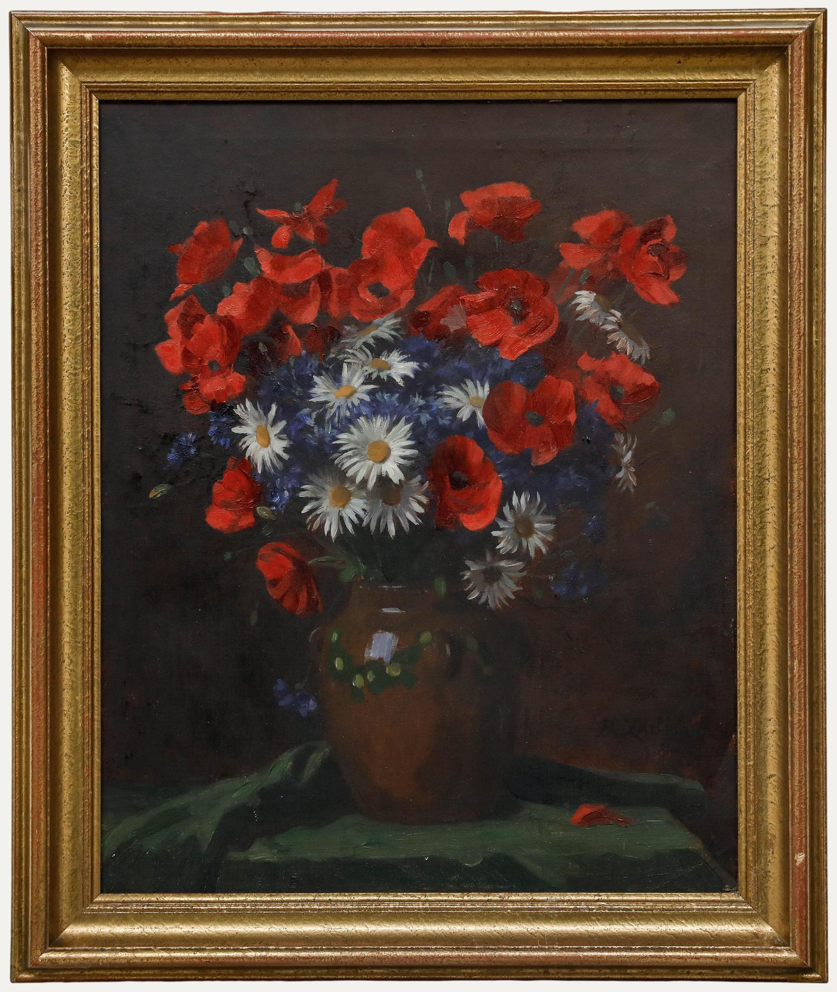 Robert Zartmann (1874-1954) - Mitte des 20. Jahrhunderts Öl, Mohn und Gänseblümchen