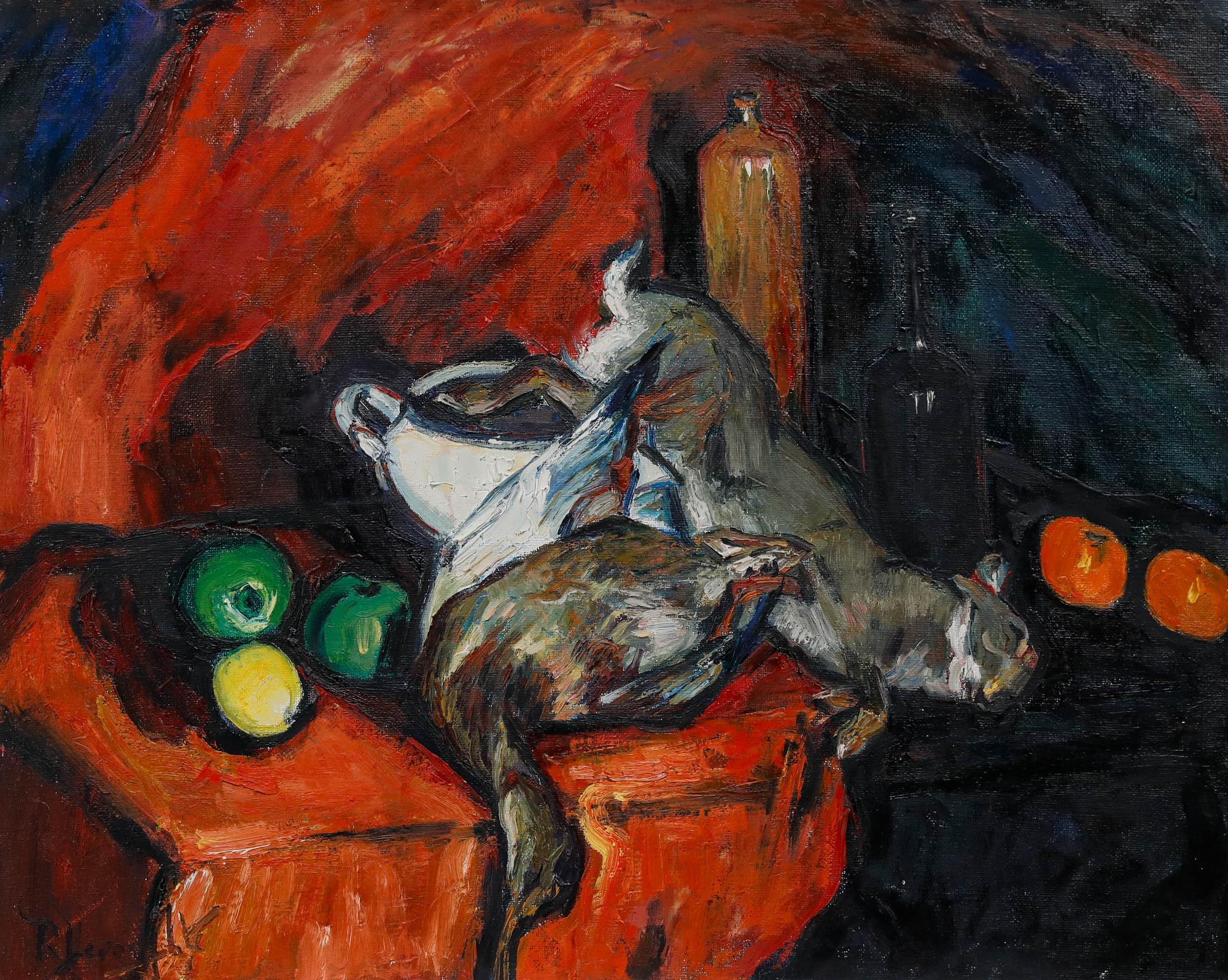 Robertine De Vooght (1904-1979) - Ölgemälde, Stillleben mit Spiel, Mitte des 20. Jahrhunderts – Painting von Unknown