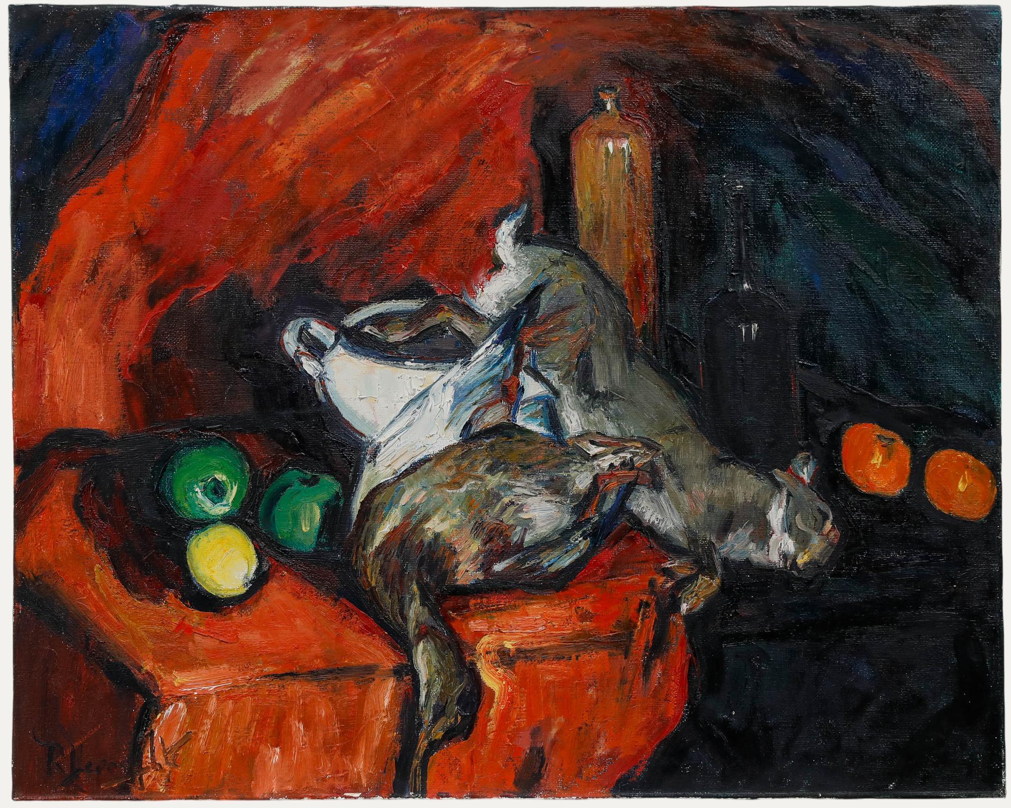 Robertine De Vooght (1904-1979) - Ölgemälde, Stillleben mit Spiel, Mitte des 20. Jahrhunderts
