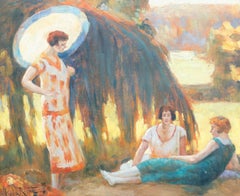 Roberto Le Rossett - French School Mid 20th Century Oil, Under the Parasol