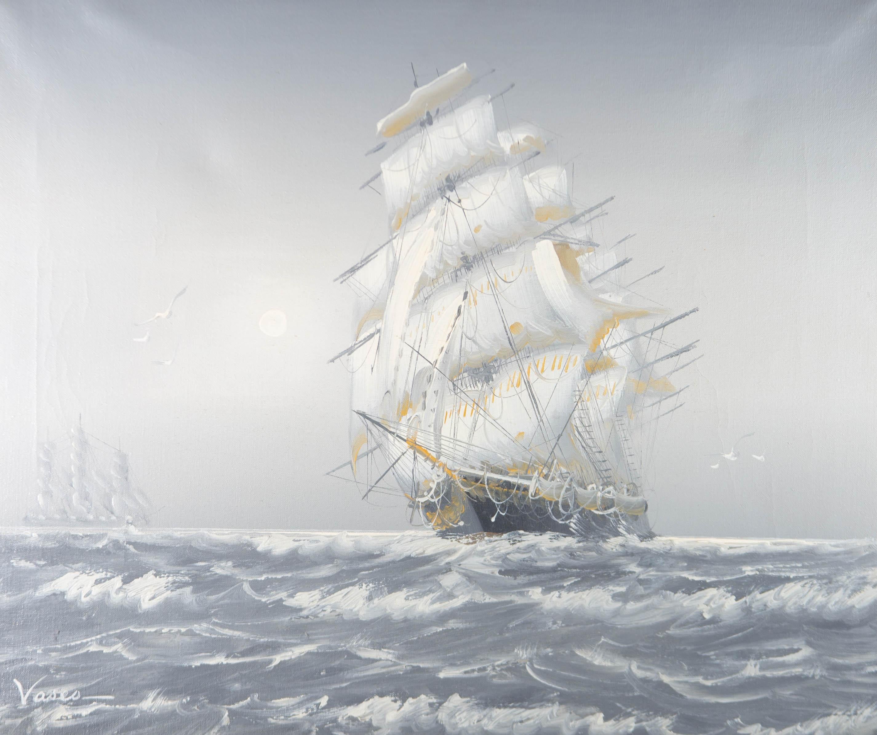 mid century ship painting