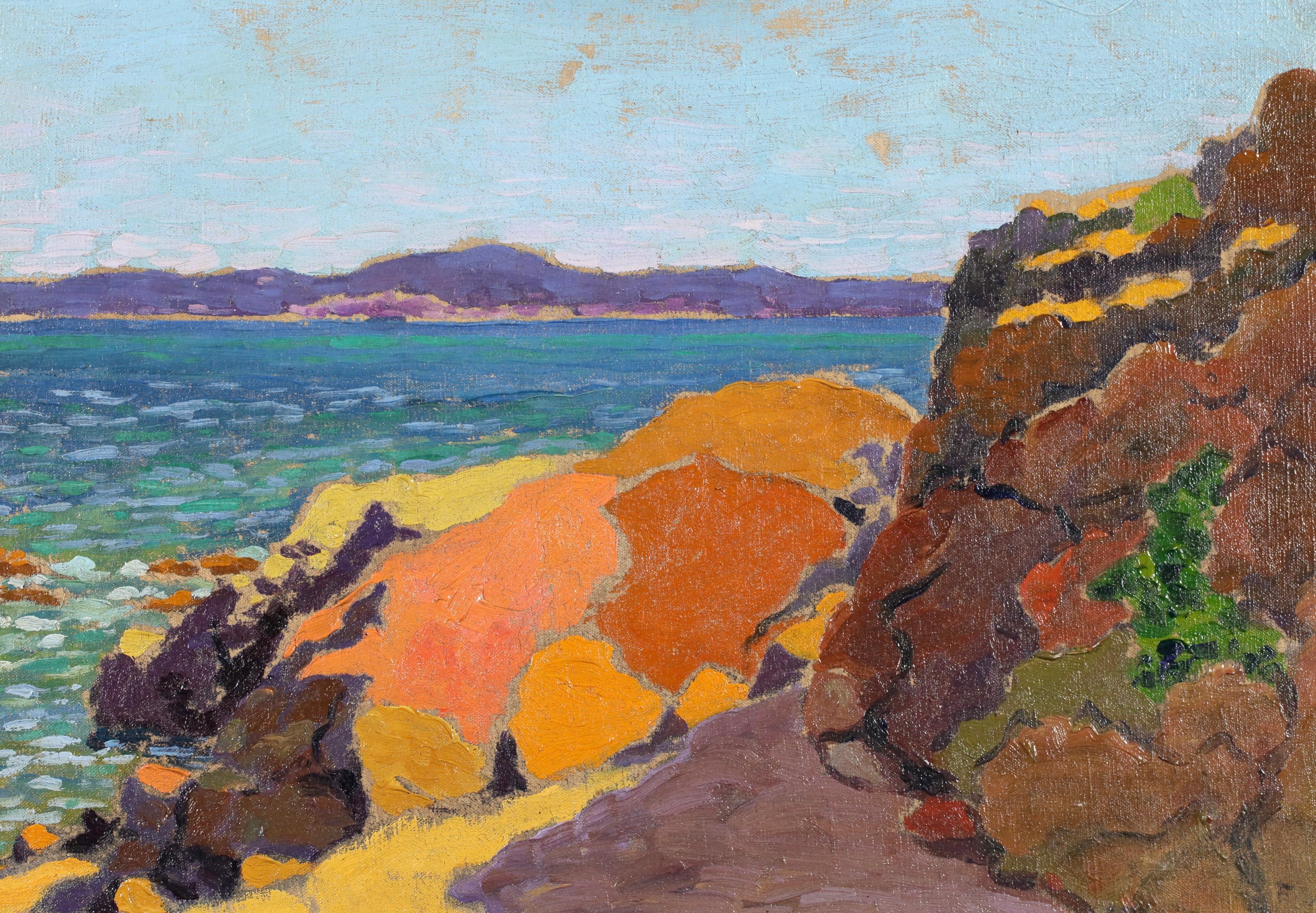 Rochers sur la cote - Nabis School (1890-1896) Seascape Oil - Painting by Unknown