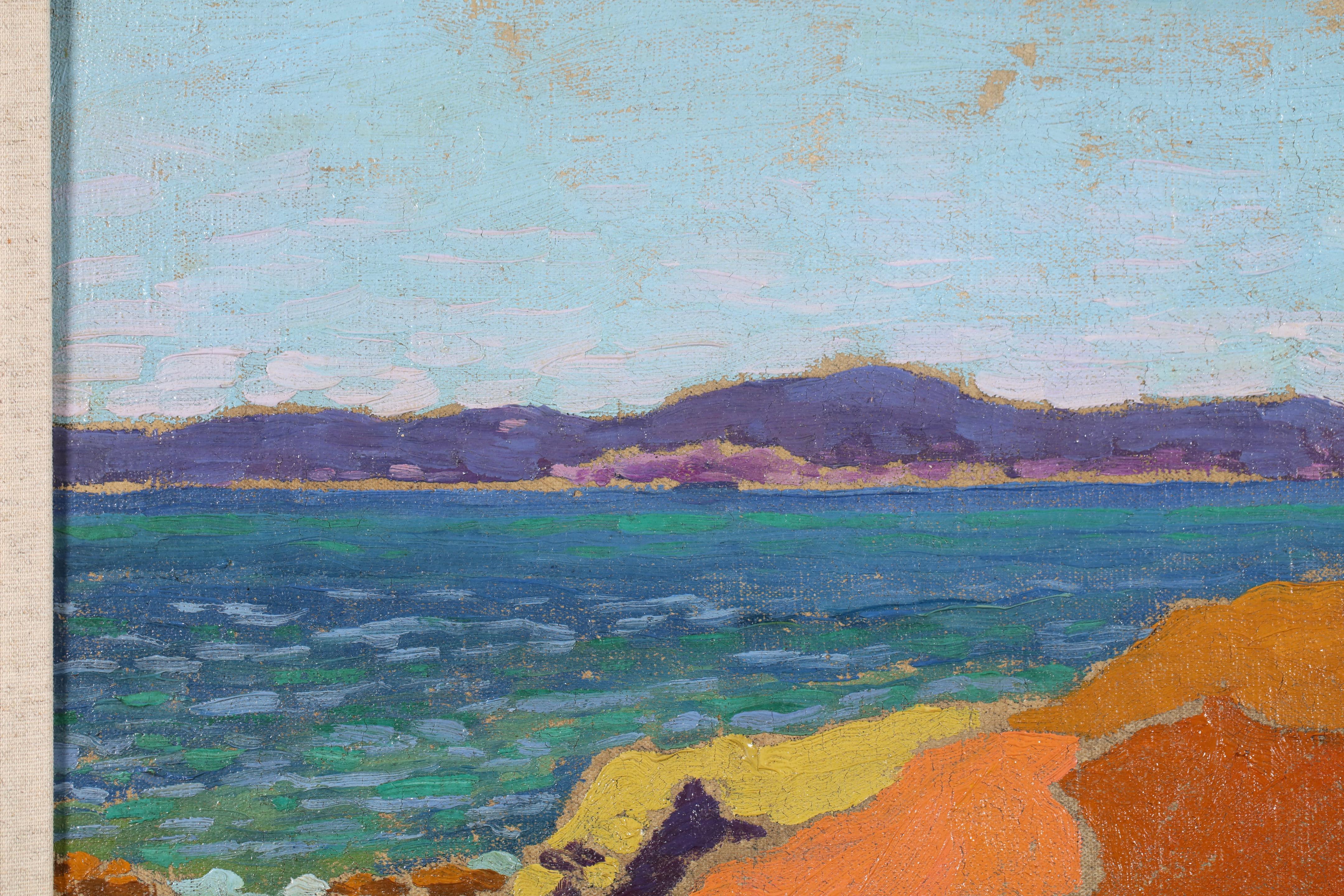 Rochers sur la cote - Nabis School (1890-1896) Seascape Oil - Post-Impressionist Painting by Unknown