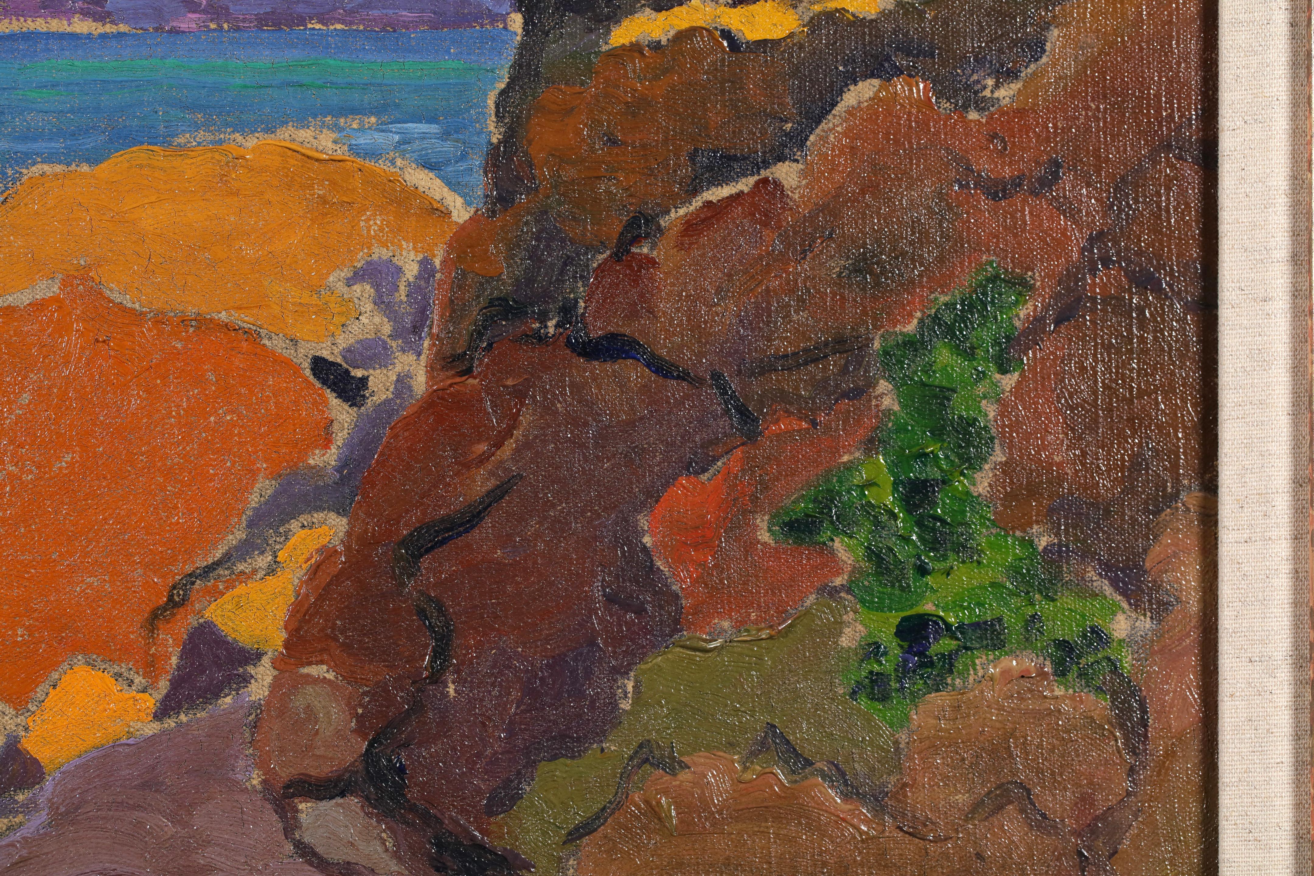 Rochers sur la cote - Nabis School (1890-1896) Seascape Oil For Sale 1