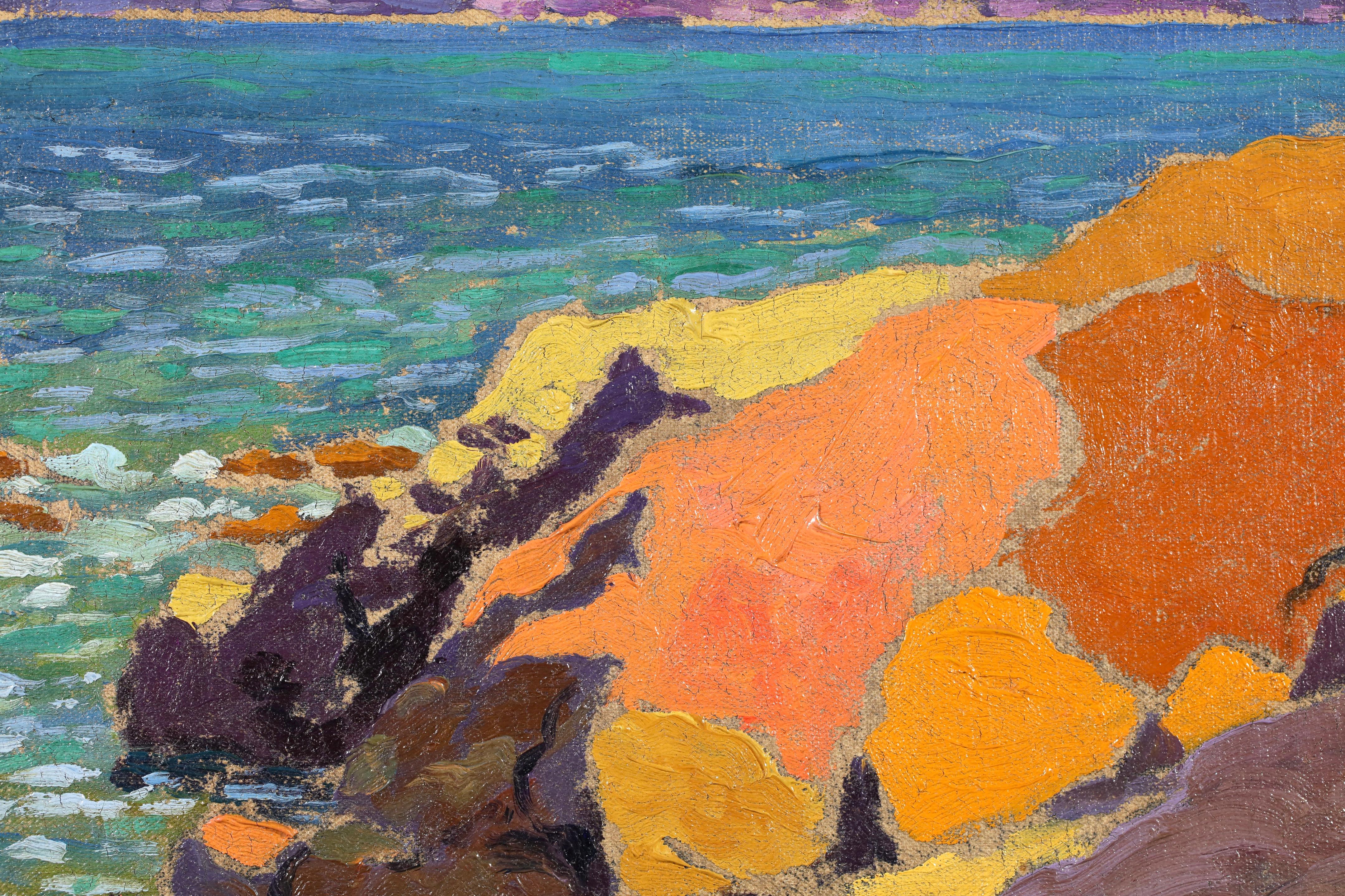 Rochers sur la cote - Nabis School (1890-1896) Seascape Oil For Sale 2