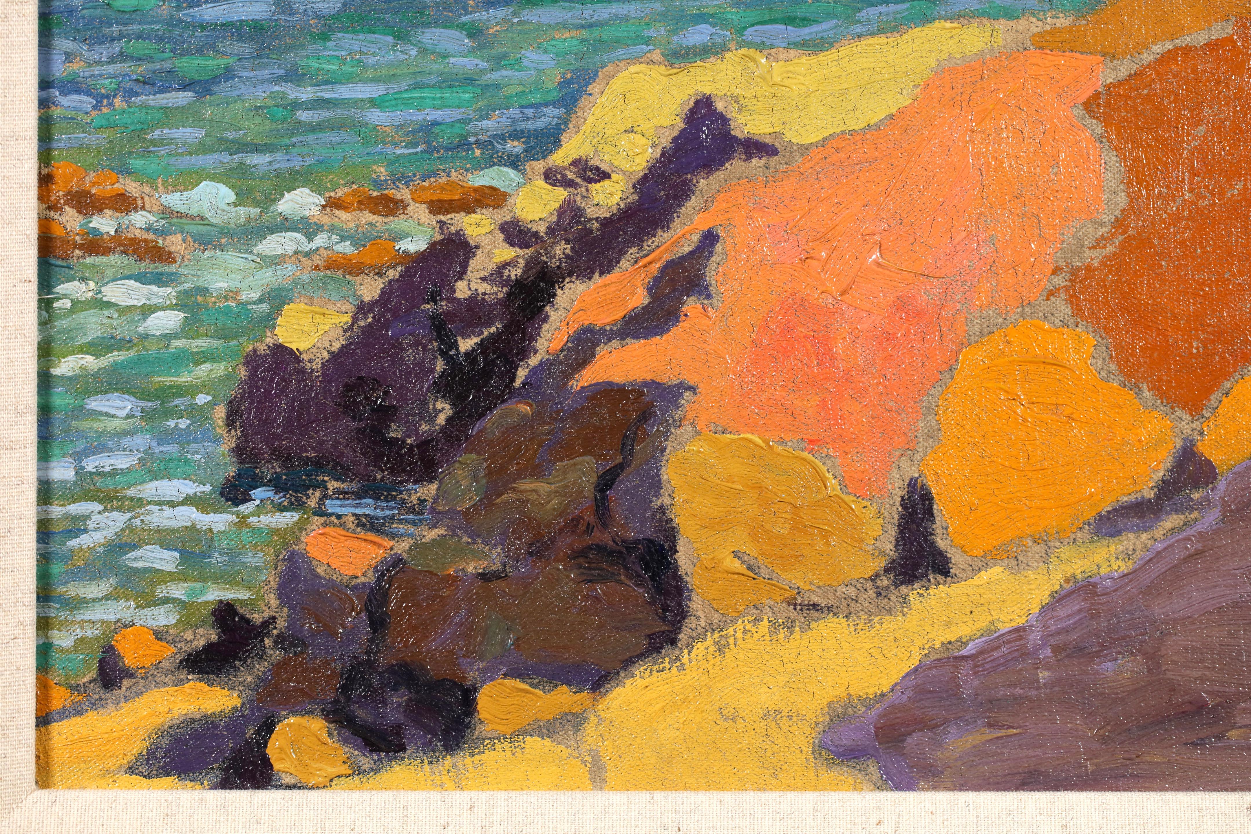Rochers sur la cote - Nabis School (1890-1896) Seascape Oil For Sale 3