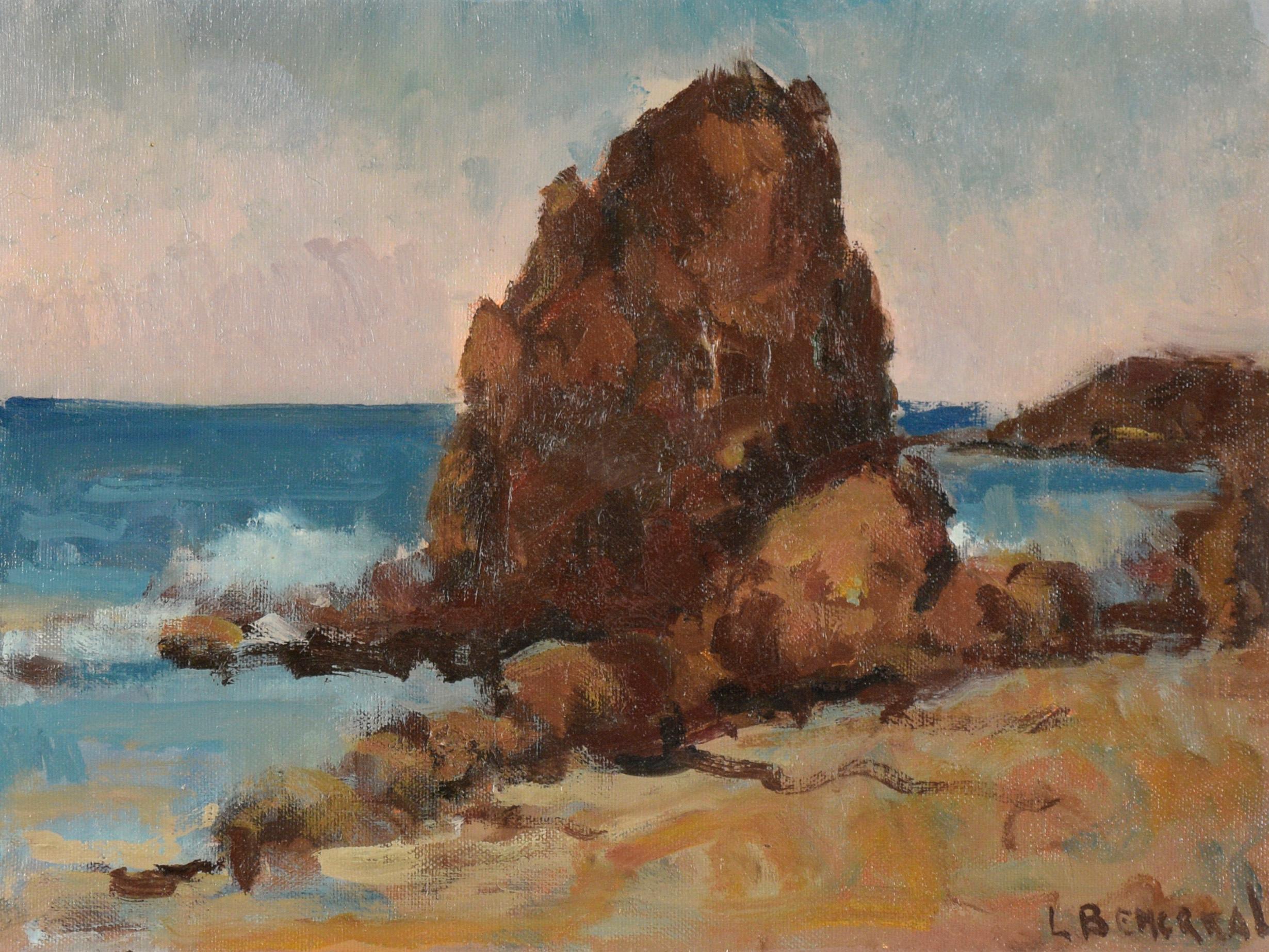 Rocks at Cannon Beach, Oregon - Seascape in Oil on Linen - Painting by Unknown