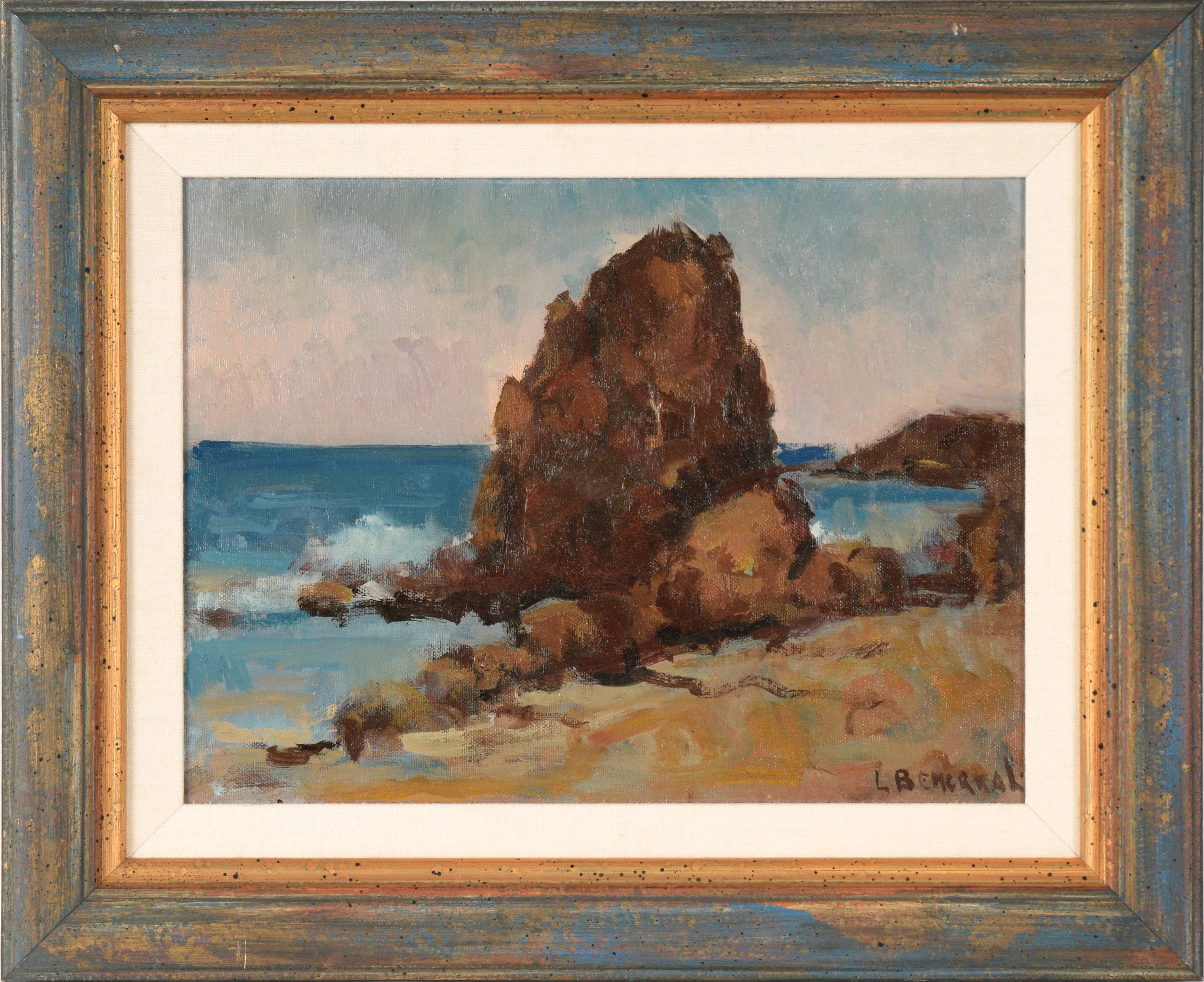 Unknown Landscape Painting - Rocks at Cannon Beach, Oregon - Seascape in Oil on Linen