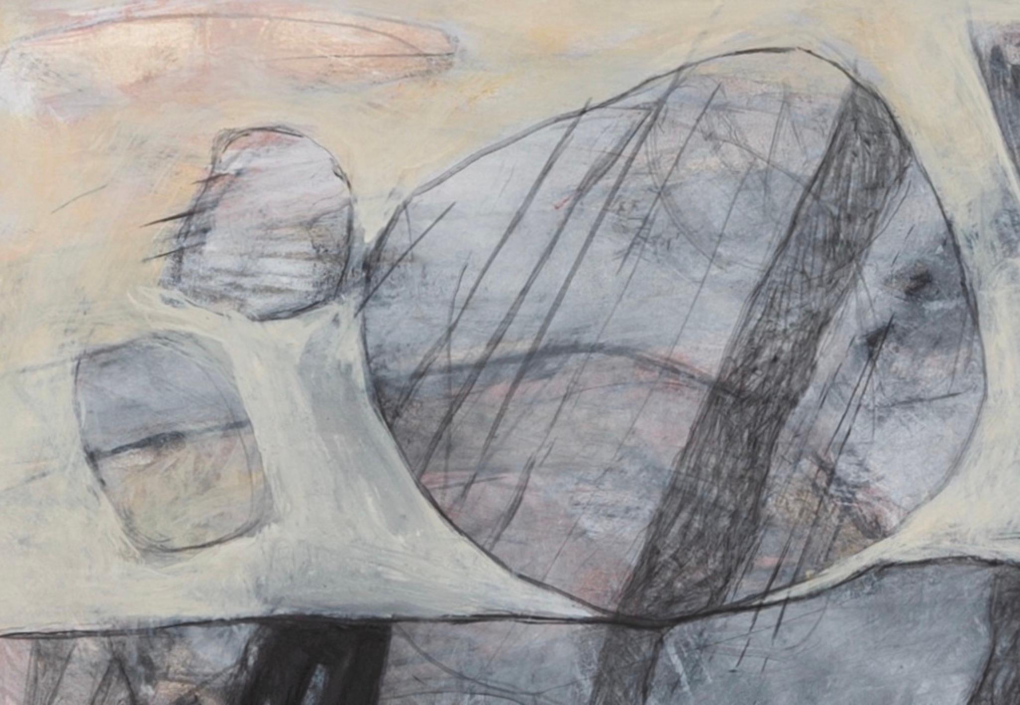 Rocks, Boulders and Path, Oil on Paper Painting by Philip Jones, 1993 3