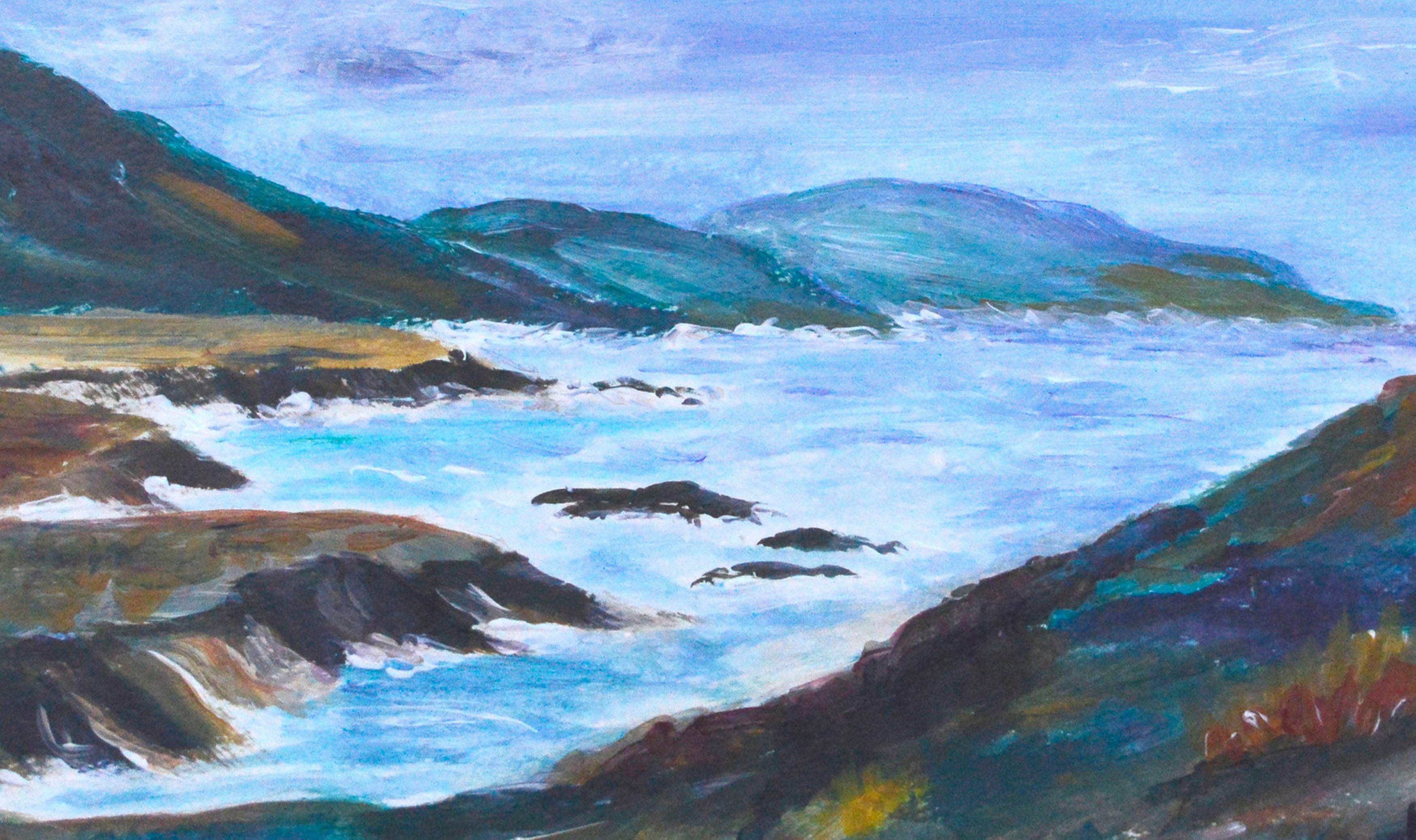 Big Sur-Landschaft im Vintage-Stil – Rocky Point (Amerikanischer Impressionismus), Painting, von Unknown