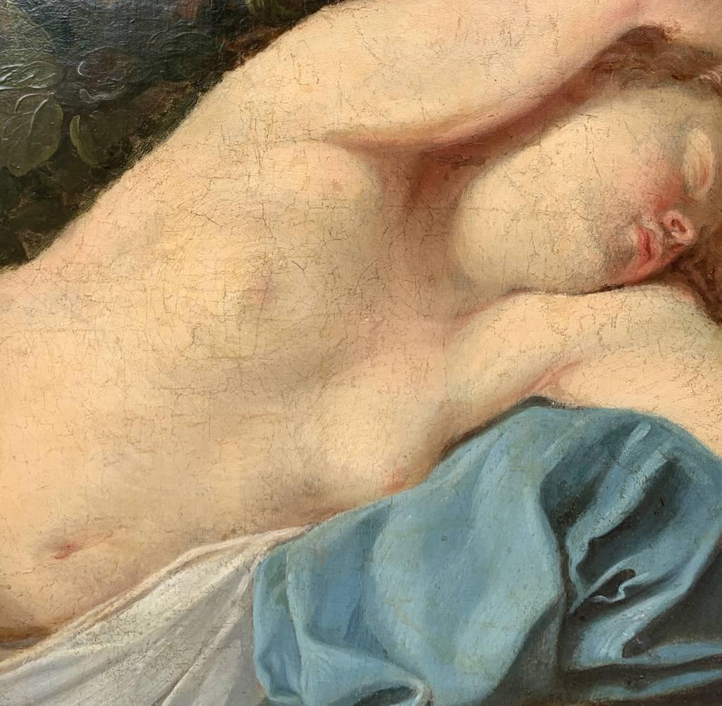 Rococò Maestro francese - Dipinto di figura del XVIII secolo - Diana dormiente in vendita 5