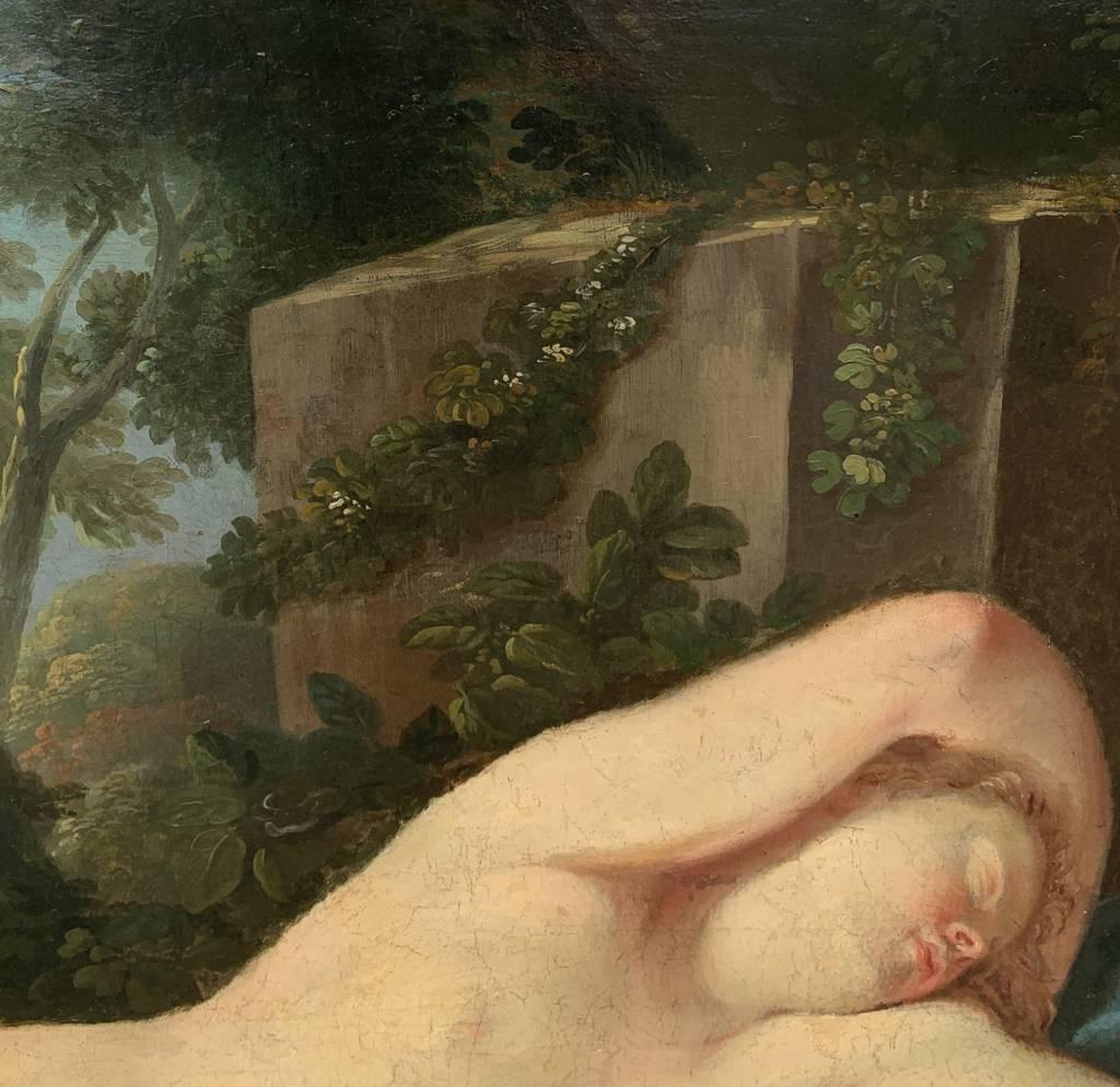 Rococò Maestro francese - Dipinto di figura del XVIII secolo - Diana dormiente in vendita 4