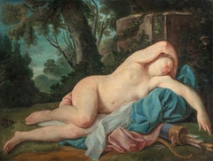 Rococò maestro francés - pintura de figuras del siglo XVIII - Diana durmiente
