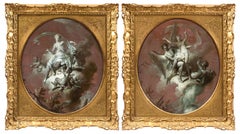 Antique Rococò French master - Pair of 18th century figure paintings - Oil on panel