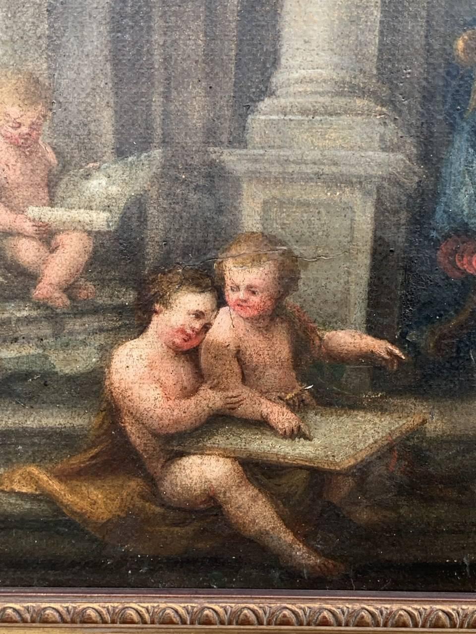 Rococò Pittore francese - Pittura di figura del XVIII secolo - Allegoria delle arti in vendita 6