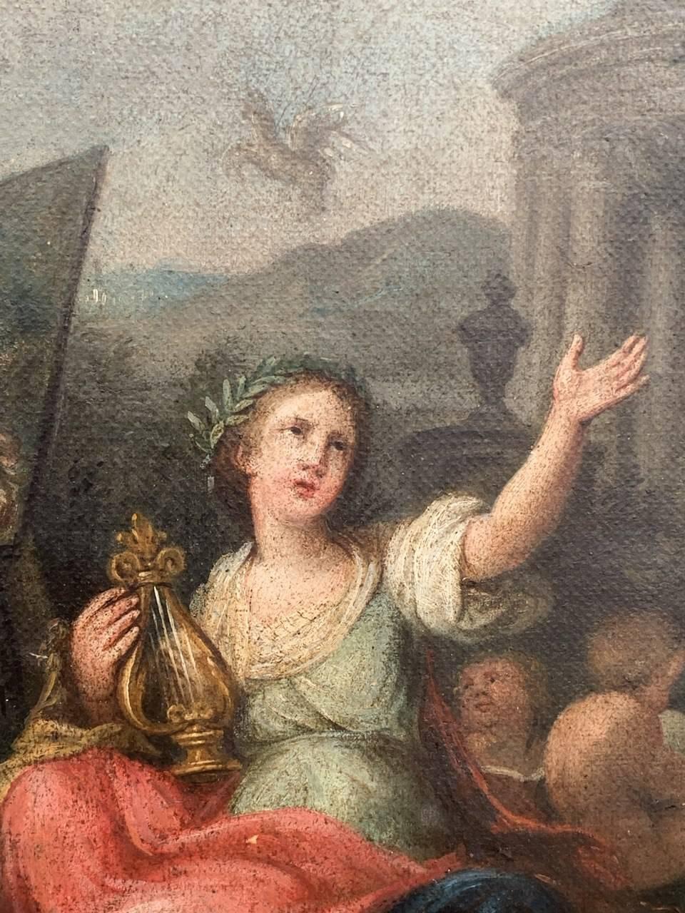 Rococò Pittore francese - Pittura di figura del XVIII secolo - Allegoria delle arti in vendita 7