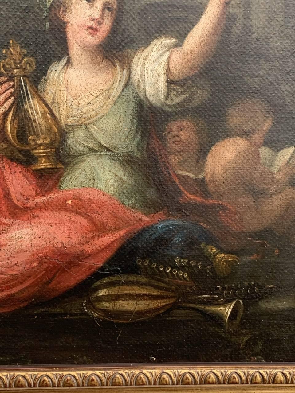 Rococò Pittore francese - Pittura di figura del XVIII secolo - Allegoria delle arti in vendita 4