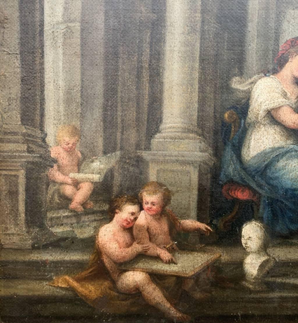 Rococò Pittore francese - Pittura di figura del XVIII secolo - Allegoria delle arti in vendita 5