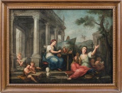 Rococò Peintre français - Peinture de figures du XVIIIe siècle - Allégorie des arts