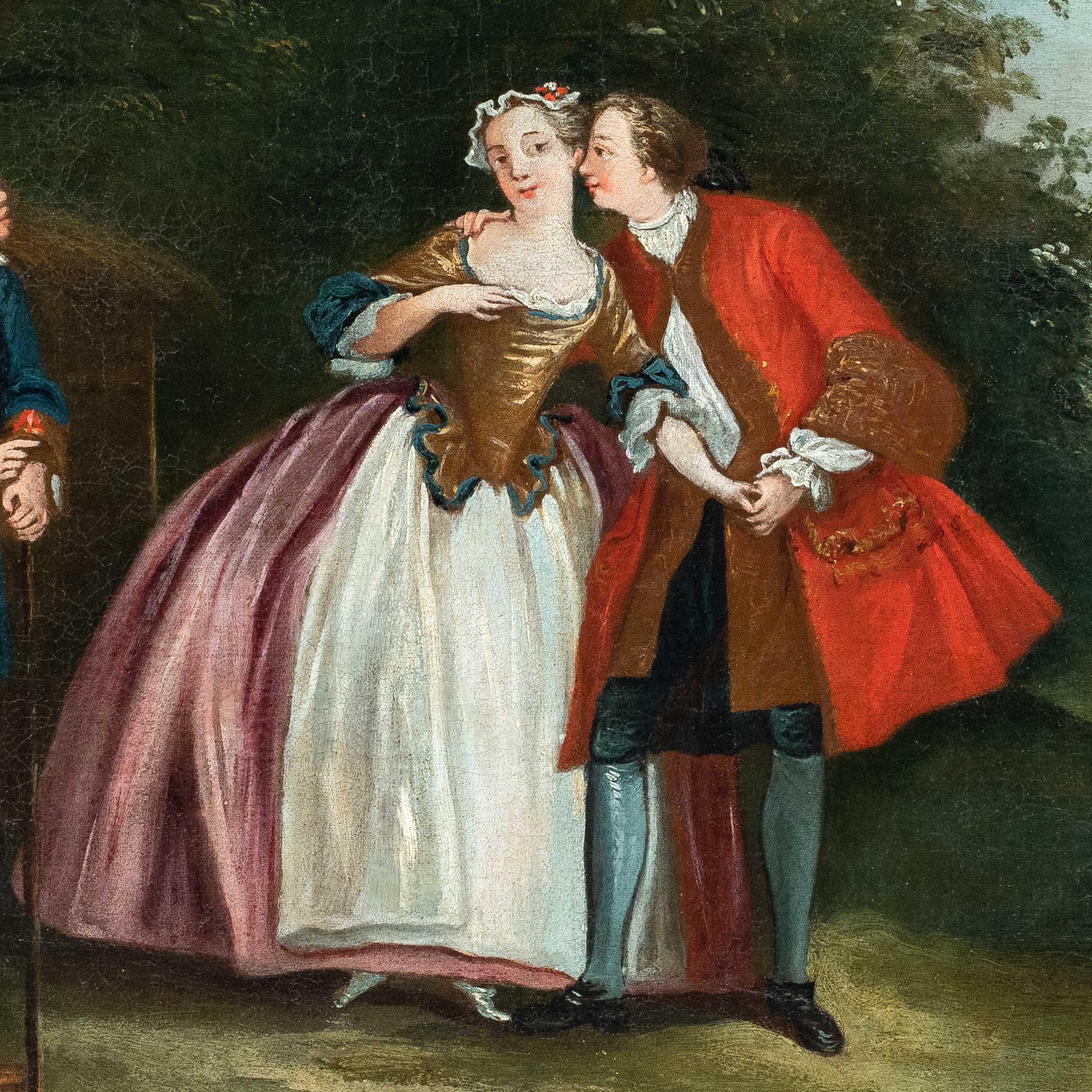 Rococò French painter - 18th century figure painting - Gallant scene Lancret - Painting by Unknown