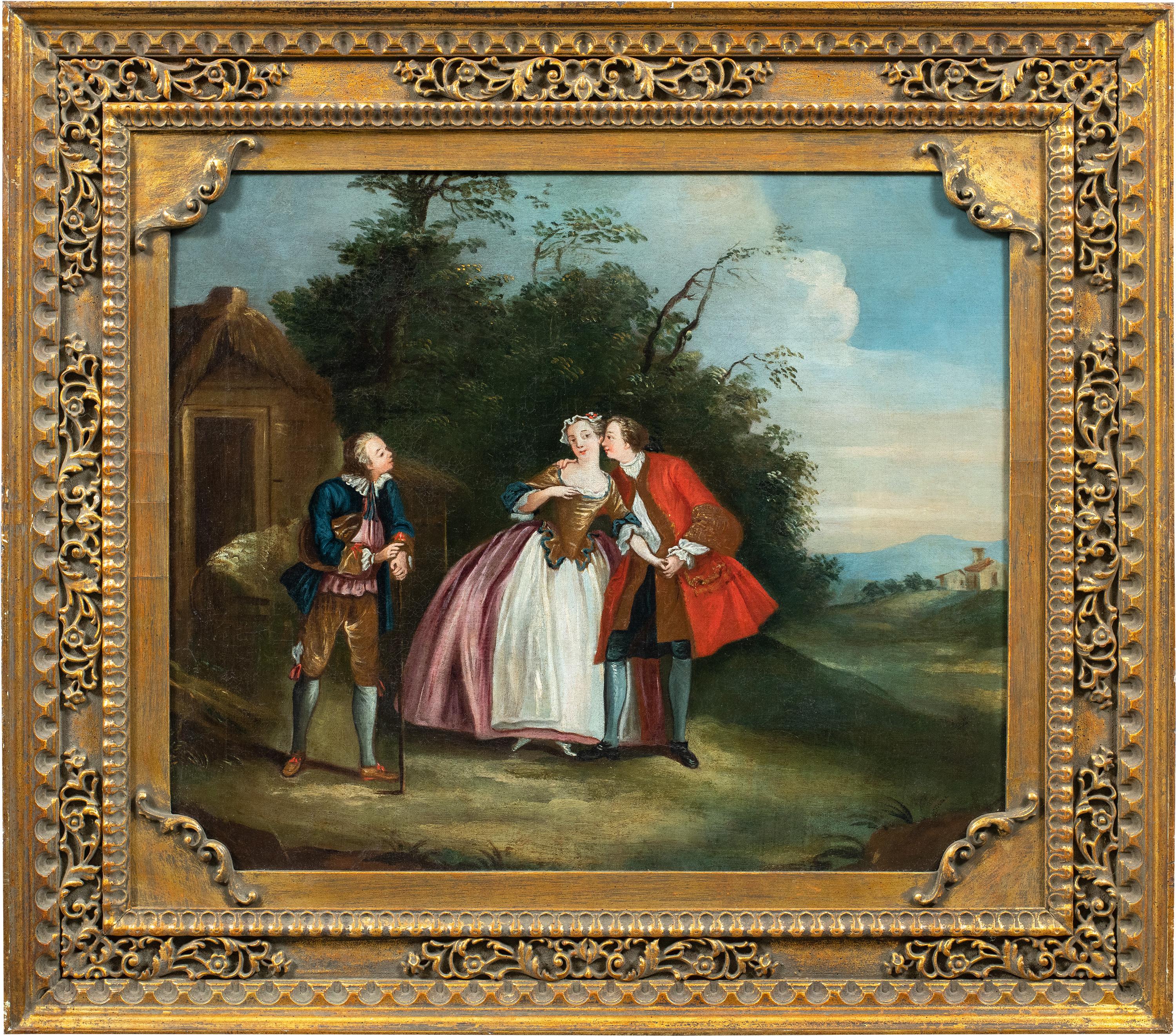 Rococò French painter - 18th century figure painting - Gallant scene Lancret