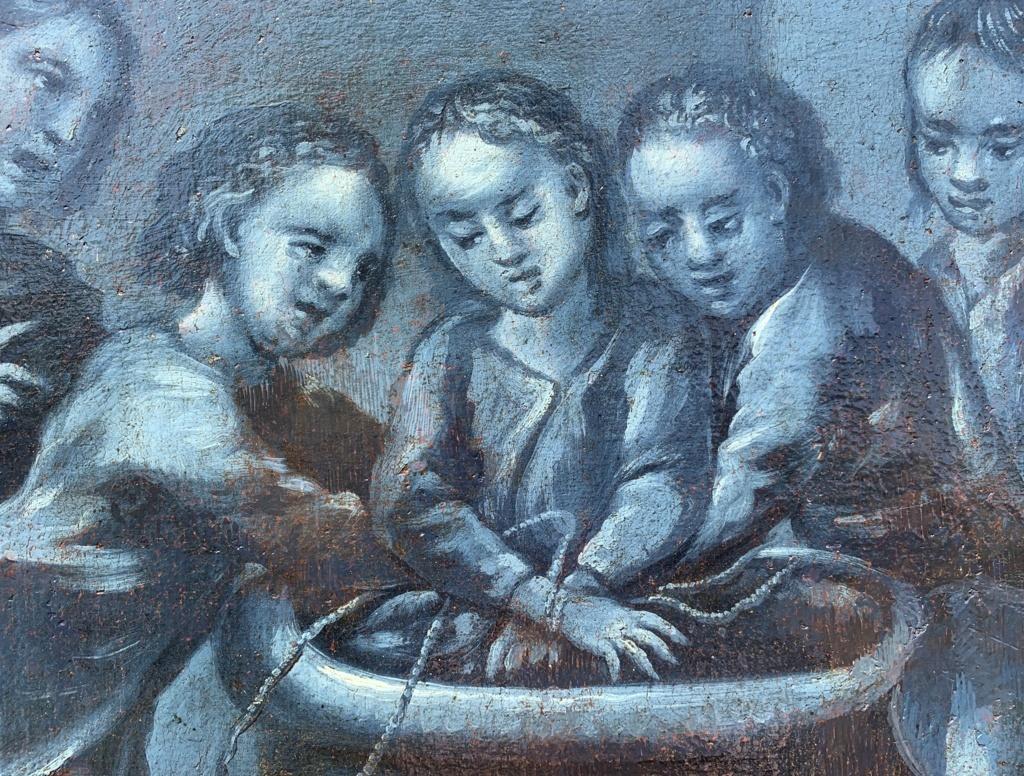 French painter (18th century) - Joseph thrown into the cistern by his brothers.

84 x 105 cm.

Old oil painting on canvas, without frame.

Condition report: Lined canvas. Good state of conservation of the pictorial surface, there are traces of old