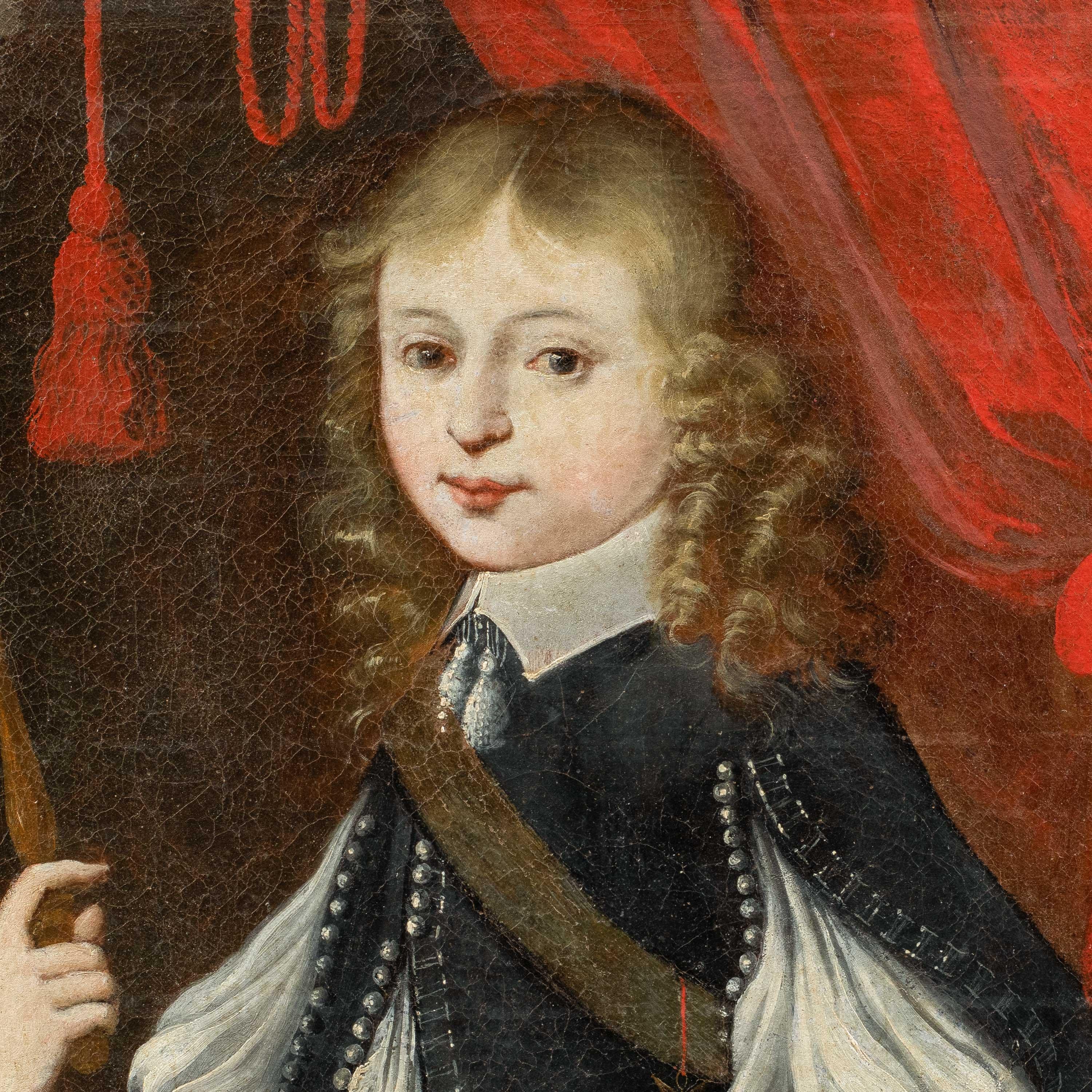 Rococò Pittore francese - Pittura di figura del XVIII secolo - Ritratto Luigi XV bambino - Painting di Unknown