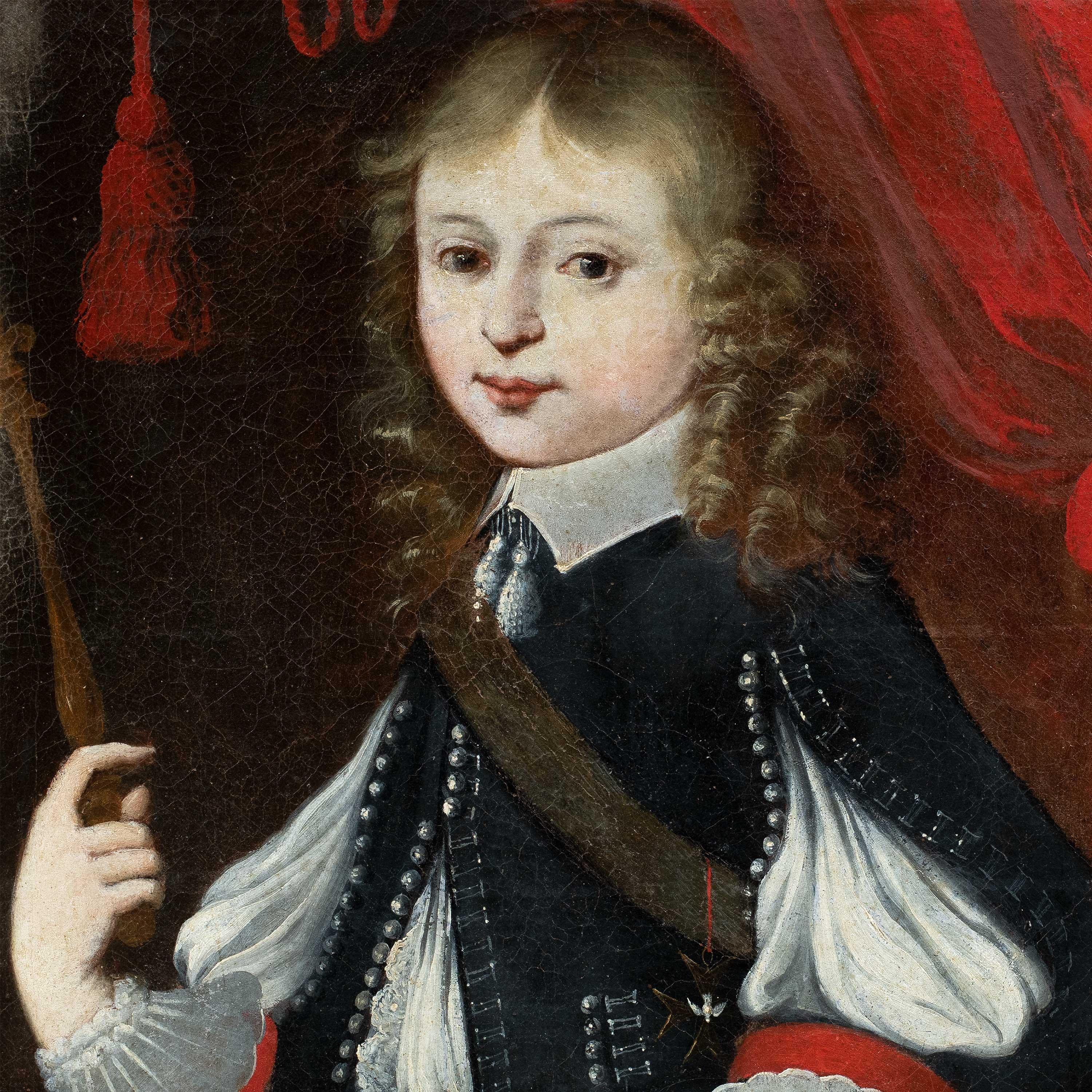 Rococò peintre français - peinture de figures du 18e siècle - Portrait Louis XV Child - Painting de Unknown