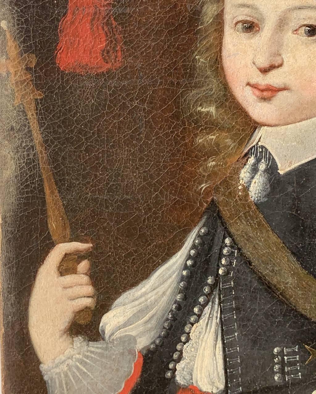 Rococò Pittore francese - Pittura di figura del XVIII secolo - Ritratto Luigi XV bambino in vendita 2