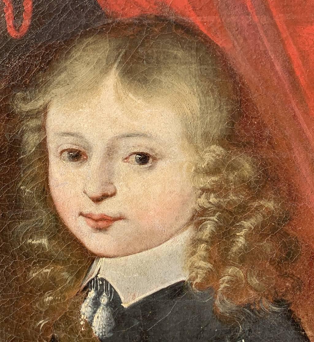Rococò Pittore francese - Pittura di figura del XVIII secolo - Ritratto Luigi XV bambino in vendita 5