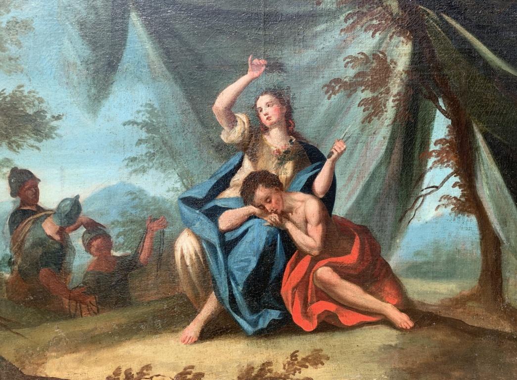 Masterly (école italienne) - Peinture de figures du XVIIIe siècle - Samson Dalila  - Rococo Painting par Unknown
