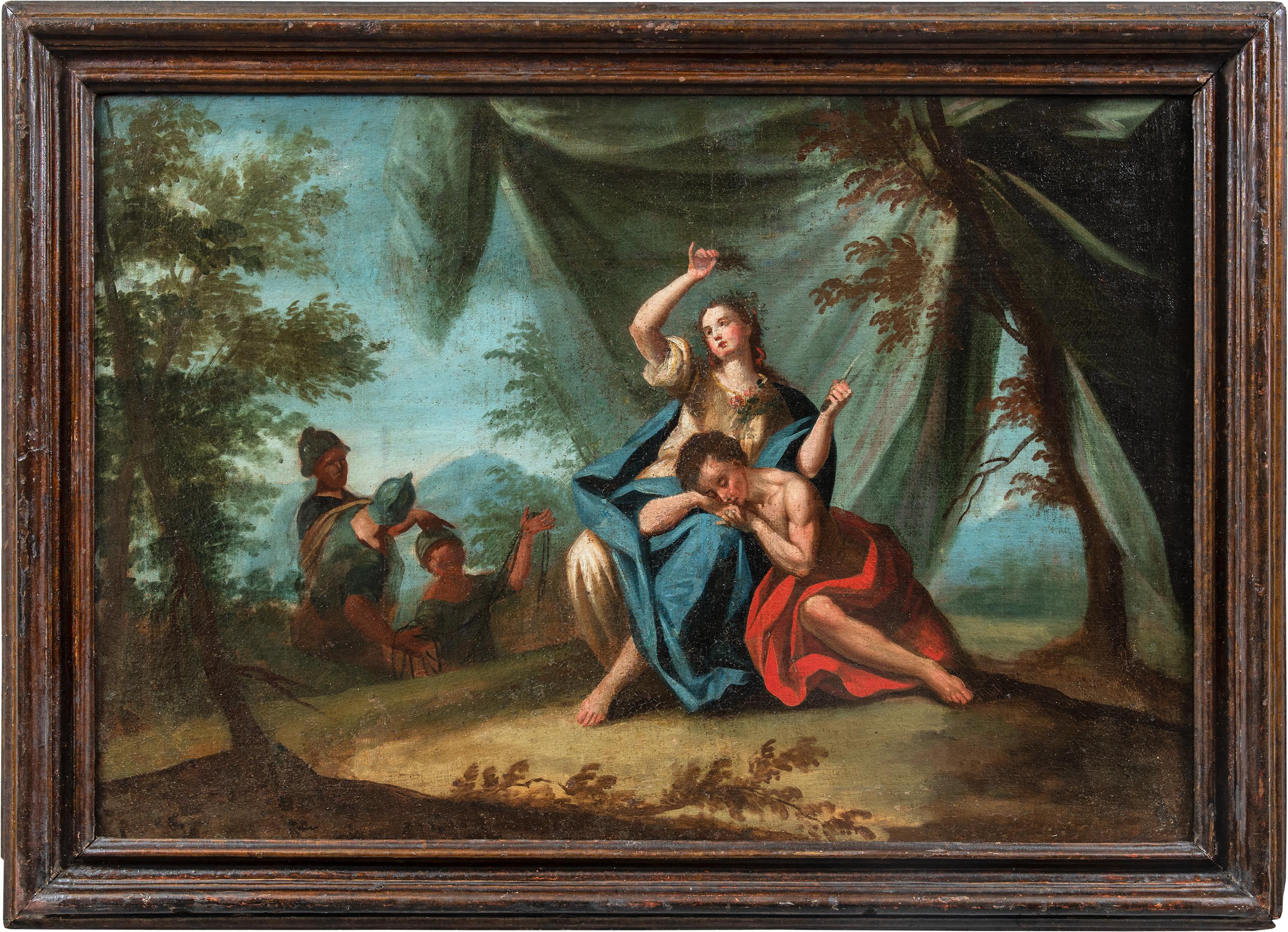 Unknown Landscape Painting - Rococò master (Italian school) - 18th century figure painting - Samson Delilah 