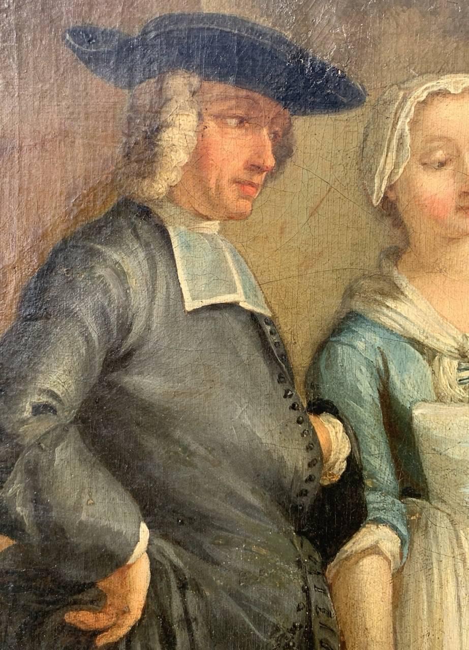 Rococò French painter - 18th century interior painting - Fireplace bellows For Sale 2