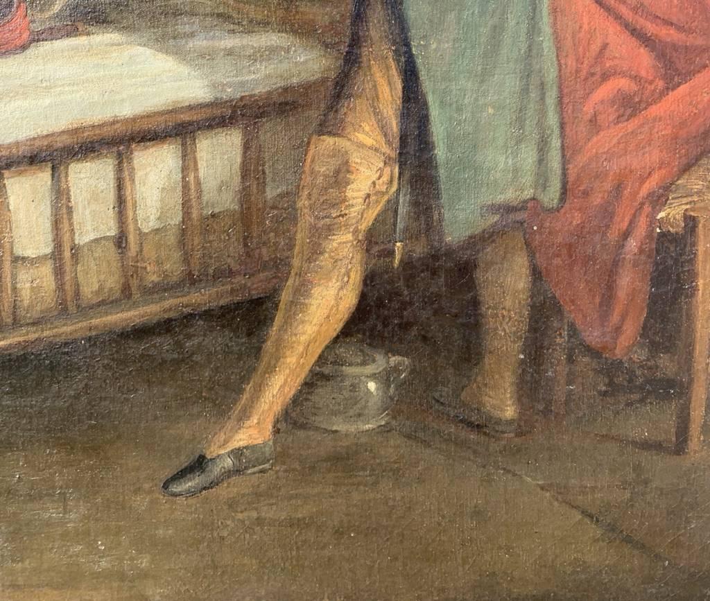 Rococò French painter - 18th century interior painting - Fireplace bellows For Sale 3