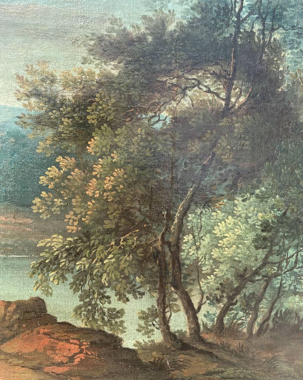 Rococò Französischer Maler - Landschaftsmalerei des 18. Jahrhunderts - Galante Figuren im Angebot 6
