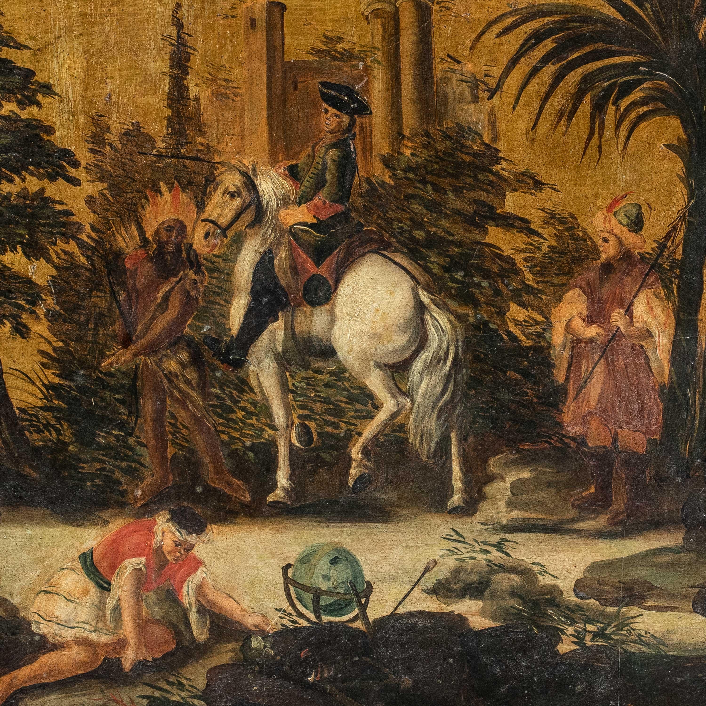 Pittore italiano rococò - Pittura di figura del 18/19° secolo - Allegoria americana - Painting di Unknown