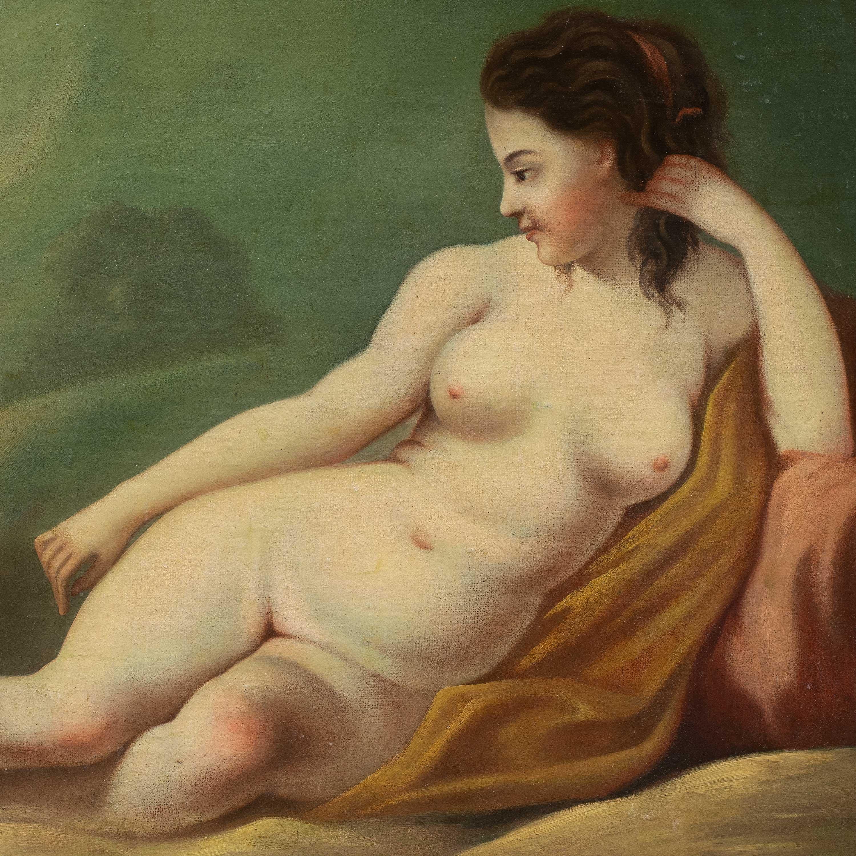 Rococò Italienischer Maler - 18/19. Jahrhundert Figurenmalerei - Weiblicher Akt – Painting von Unknown