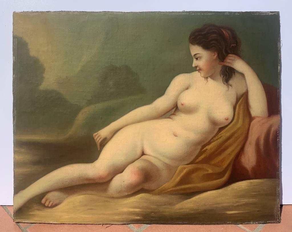 Rococò Italian painter - 18th/19th century figure painting - Nude female - Rococo Painting by Unknown