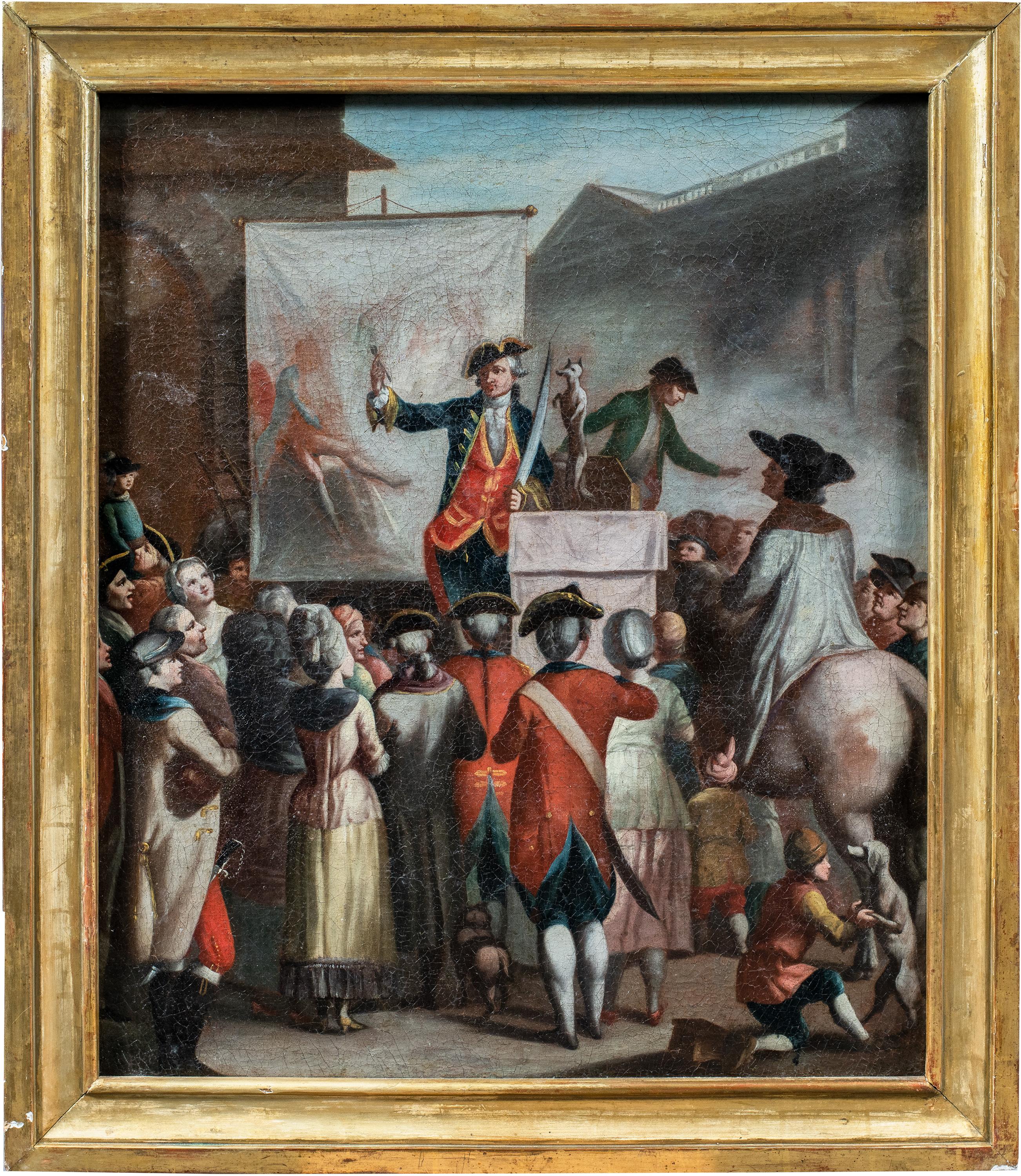 Rococò Italian painter - 18th century figure painting - The Street Show
