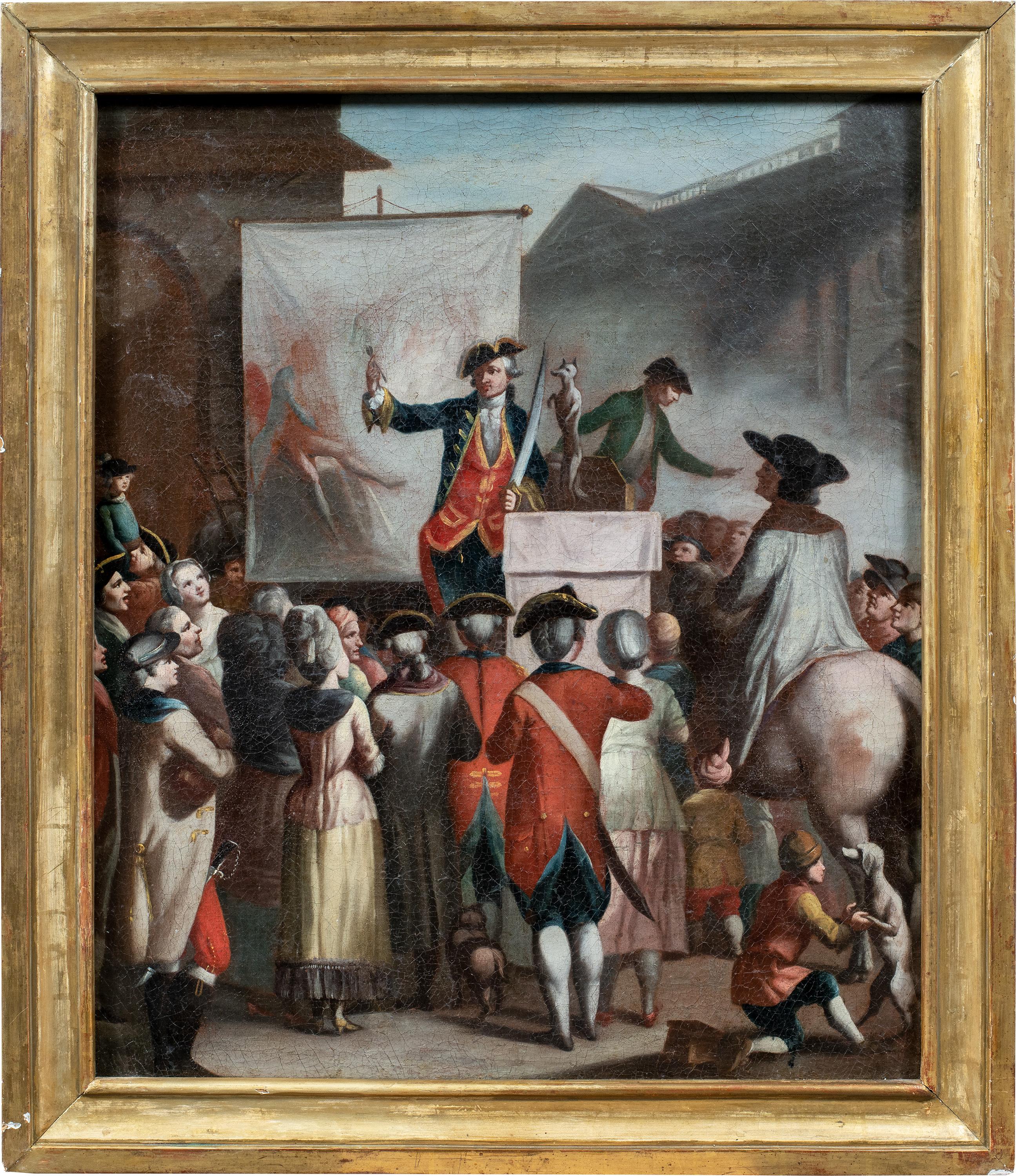 Rococò Italian painter - 18th century figure painting - The Street Show