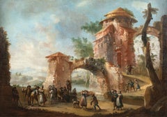 Rococò Italian painter - 18th century landscape painting - Festival 