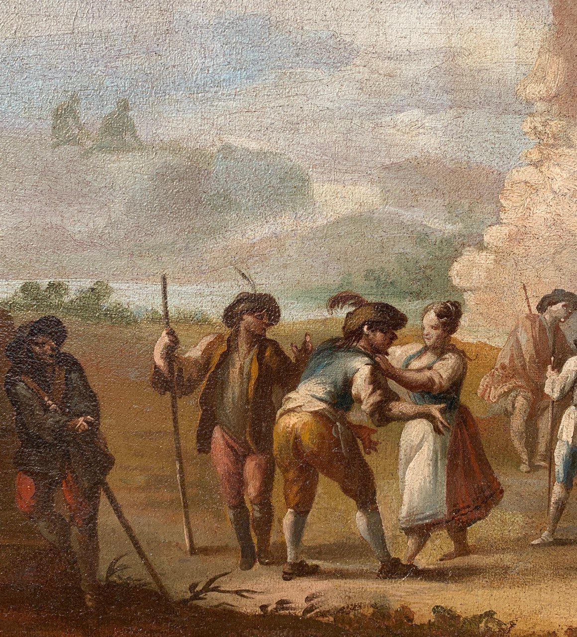 Rococò Italienischer Maler - Landschaftsmalerei des 18. Jahrhunderts - Festveranstaltung im Angebot 5