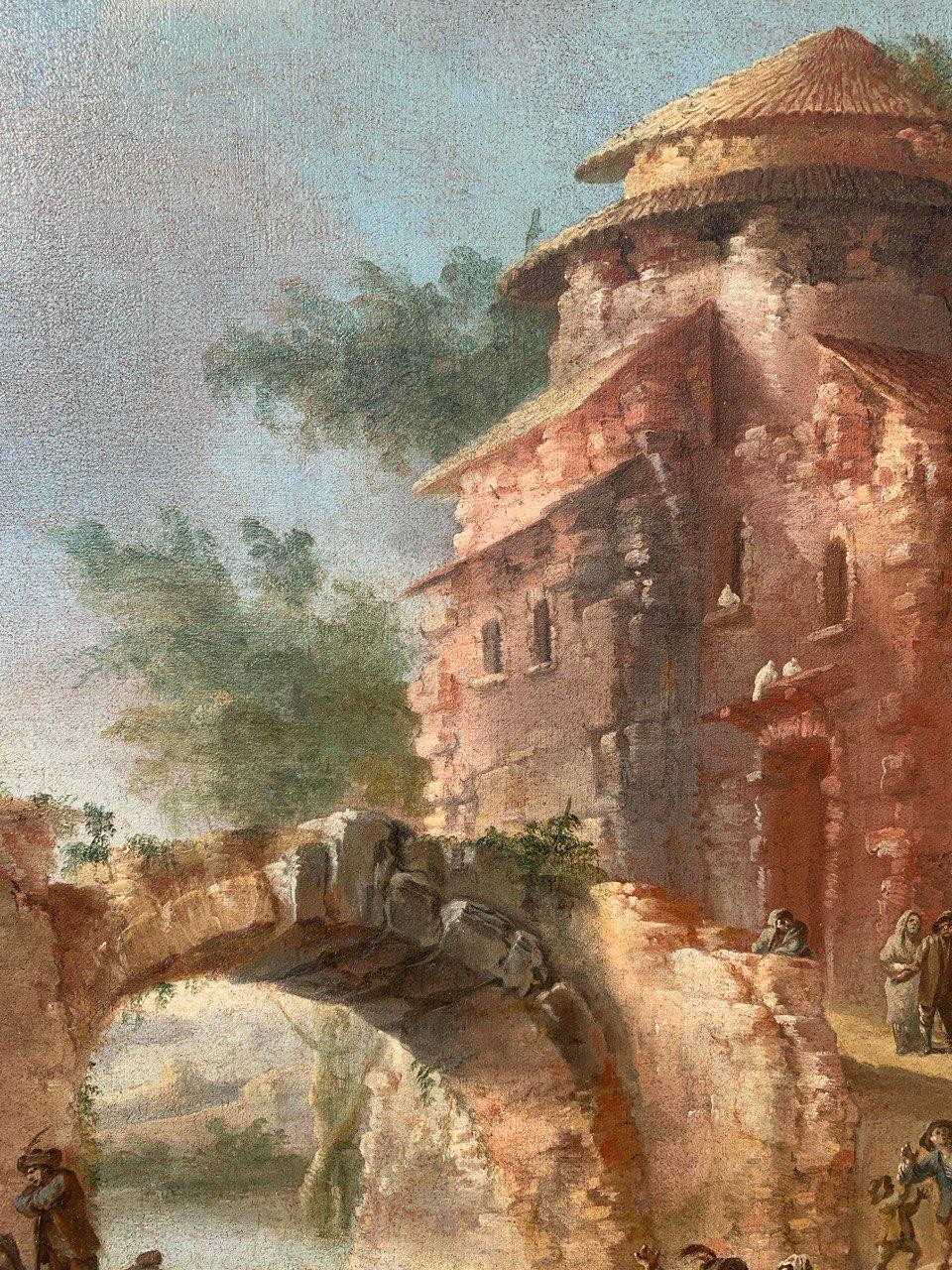 Rococò Italienischer Maler - Landschaftsmalerei des 18. Jahrhunderts - Festveranstaltung im Angebot 6