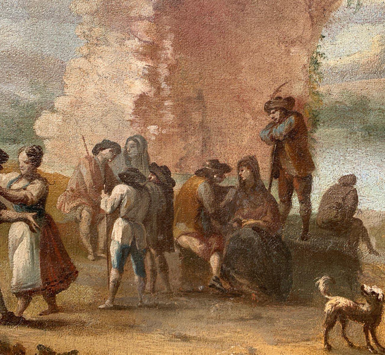 Rococò Italienischer Maler - Landschaftsmalerei des 18. Jahrhunderts - Festveranstaltung im Angebot 7