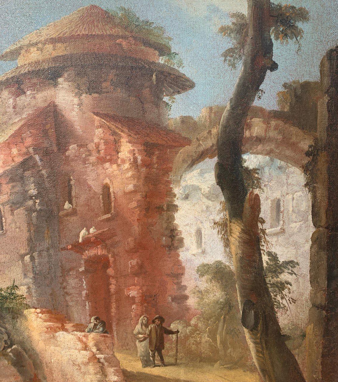 Rococò Italienischer Maler - Landschaftsmalerei des 18. Jahrhunderts - Festveranstaltung im Angebot 8