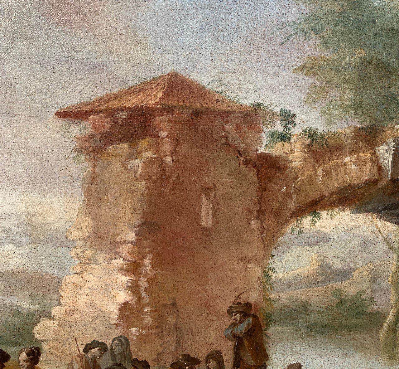 Rococò Italienischer Maler - Landschaftsmalerei des 18. Jahrhunderts - Festveranstaltung im Angebot 9